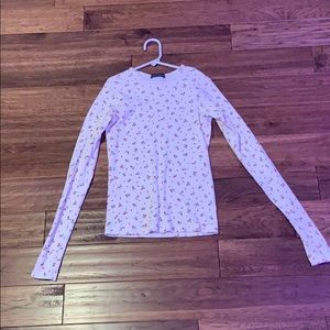 Brandy Melville white rose long sleeve top